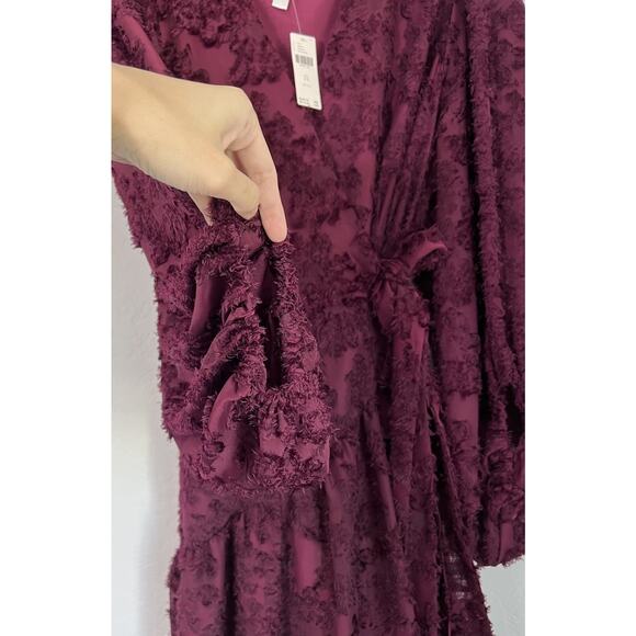 Anthropologie Hutch Rosa Floral Maxi Wrap Dress Wine Womens Burgundy NWT Size 2X - Picture 5 of 9